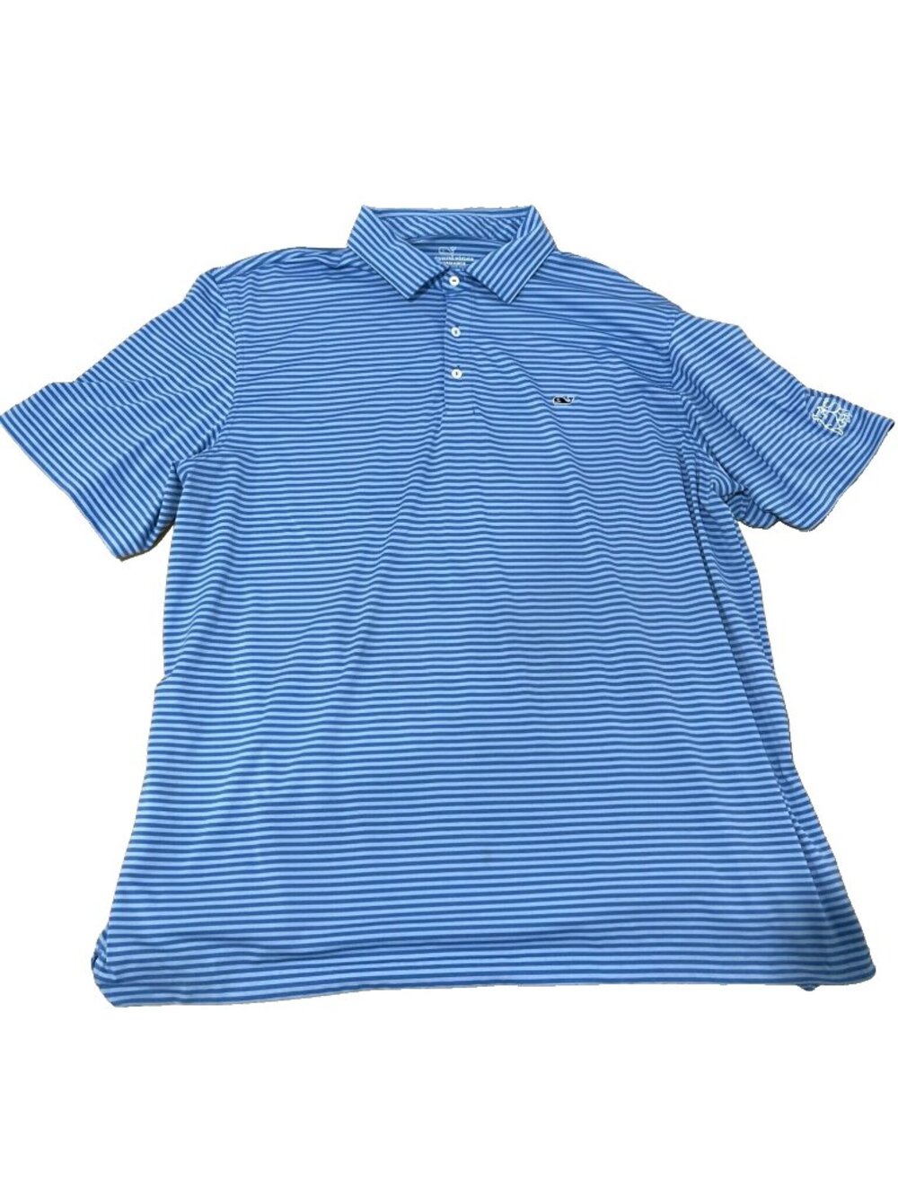 Vineyard Vines Polo Shirt Blue Striped Short Sleeve Performance Mens Size 2XL